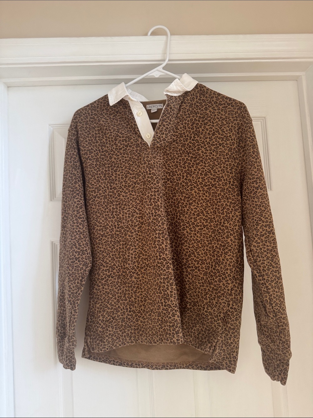J.Crew Crewcuts Boys’ Leopard Print Polo Sweater with White Collar